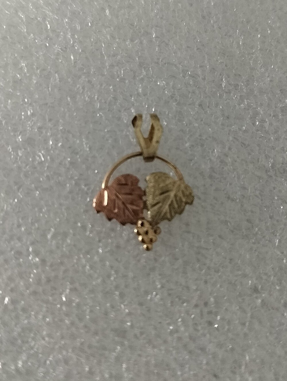 10k Two-Tone Leaf & Grape Pendant - Rose and Yellow Gold Tones